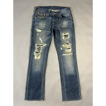 True Religion vintage navy jeans straight Y2K distressed