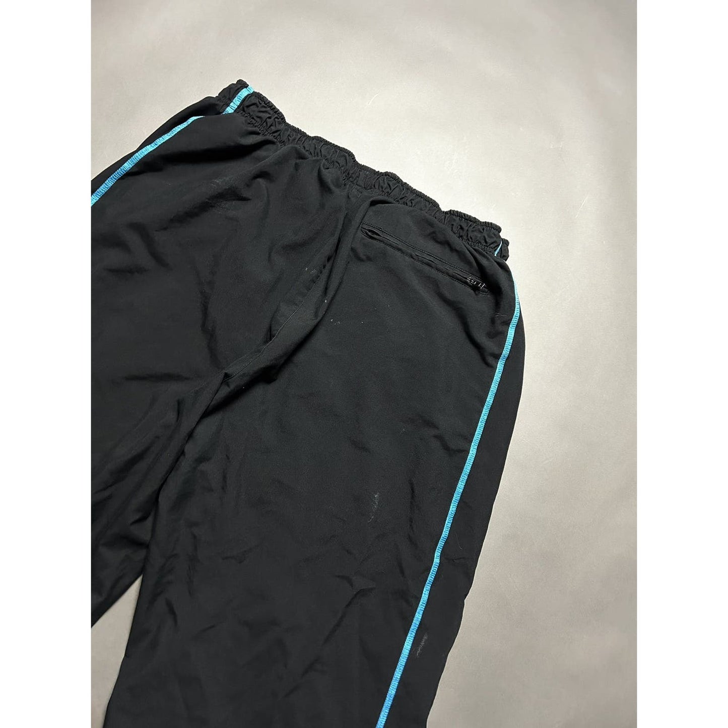 Nike vintage black blue nylon track pants small swoosh drill