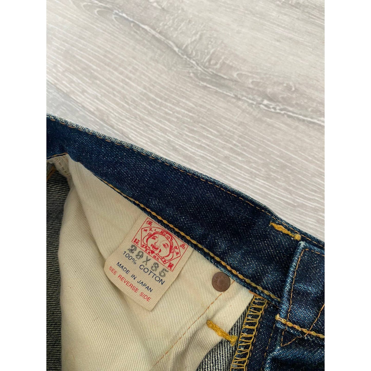 Evisu jeans vintage navy white seagull selvedge Yamane Japan