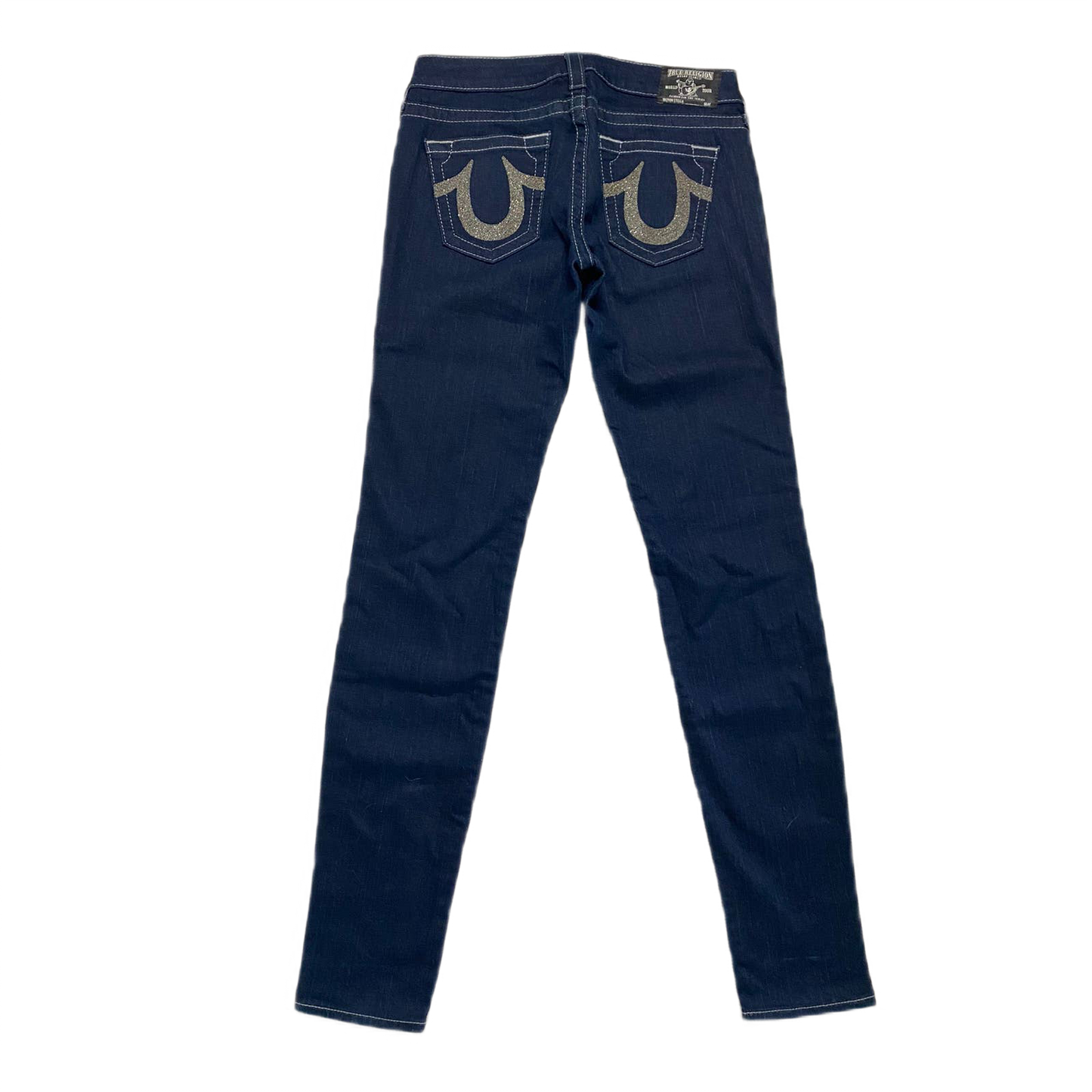 True Religion vintage navy jeans gem stones logo Y2K