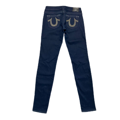 True Religion vintage navy jeans gem stones logo Y2K
