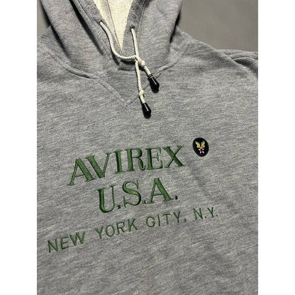 Avirex hoodie grey vintage big logo USA New York