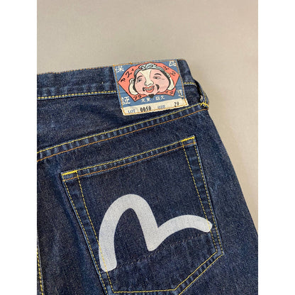 Evisu jeans front logo vintage navy denim pants rare