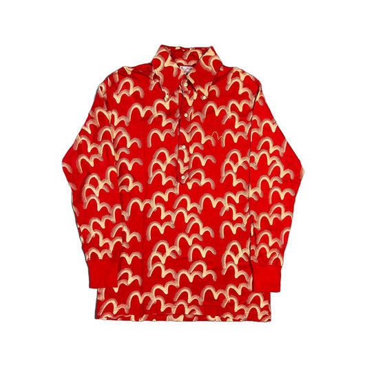 Evisu vintage multi logo long sleeve polo seagull red