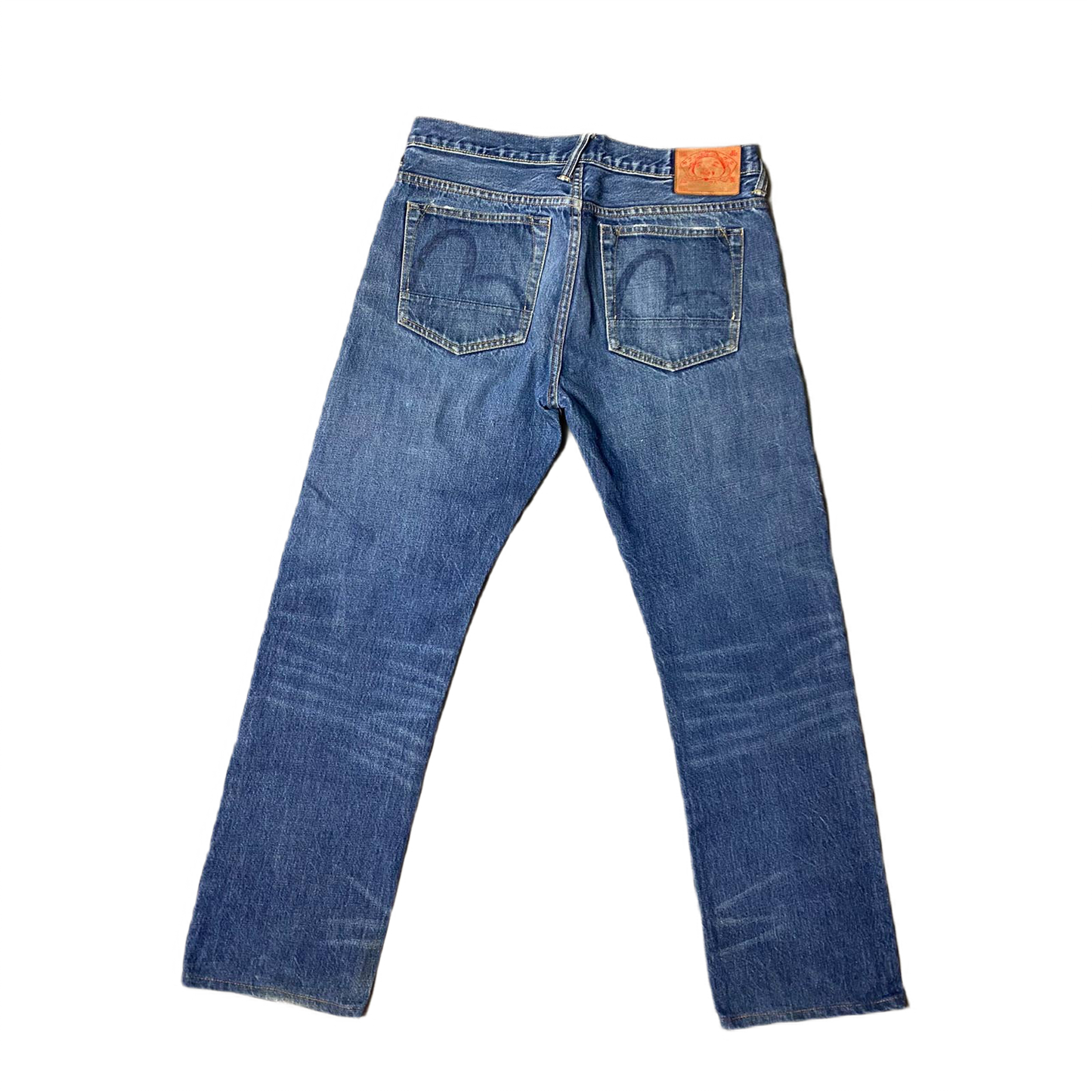 Evisu Japan vintage blue jeans raw denim navy seagulls