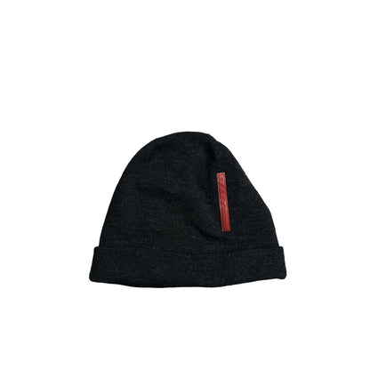 Prada beanie vintage black red tab gorpcore Lana wool hat