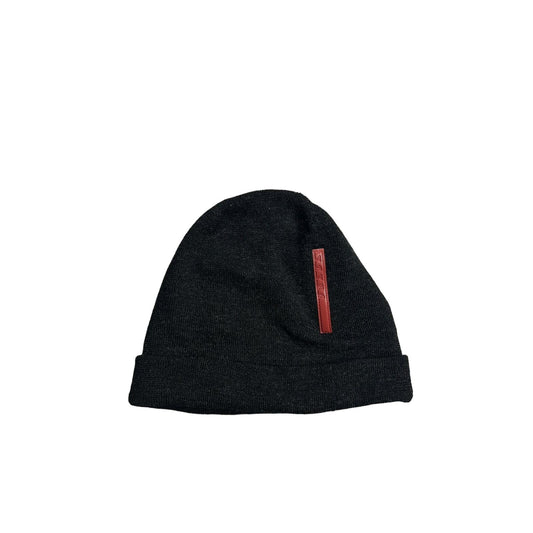 Prada beanie vintage black red tab gorpcore Lana wool hat