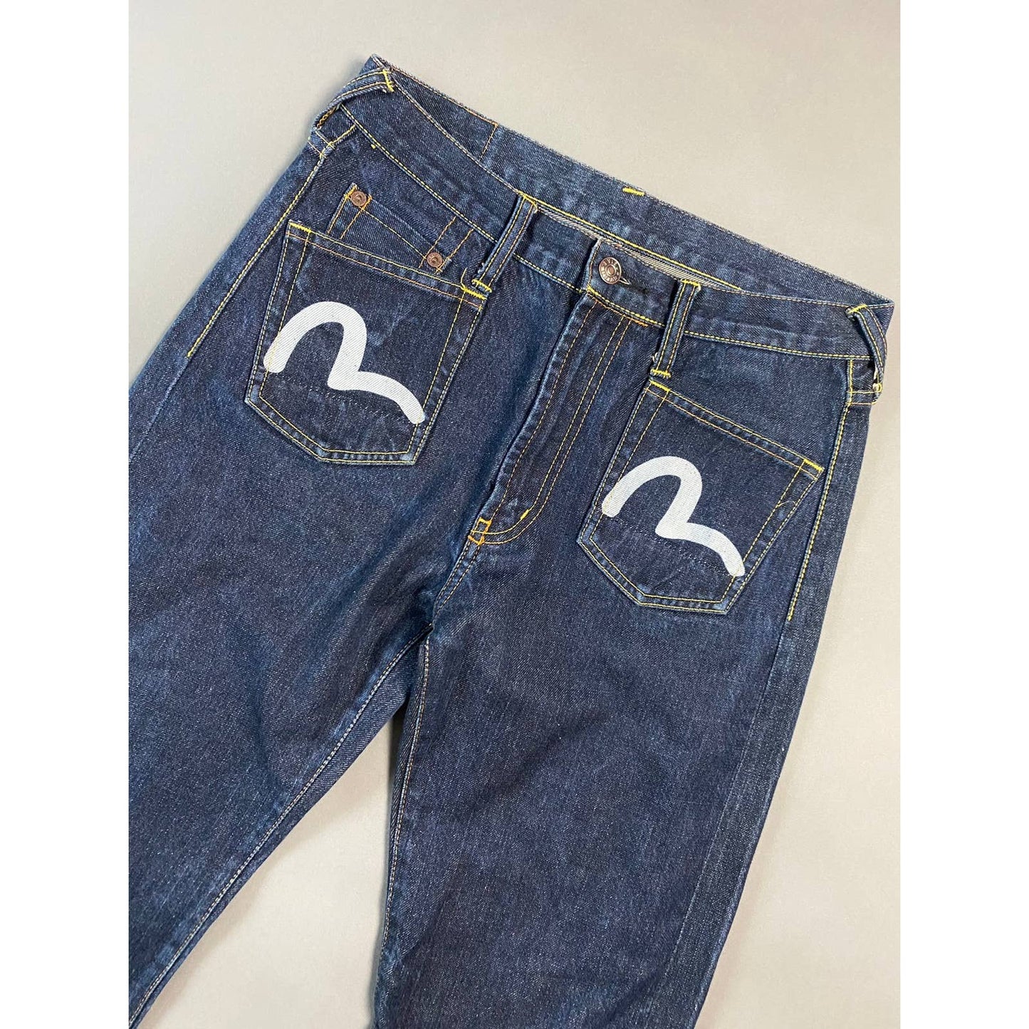 Evisu jeans front logo vintage navy denim pants rare