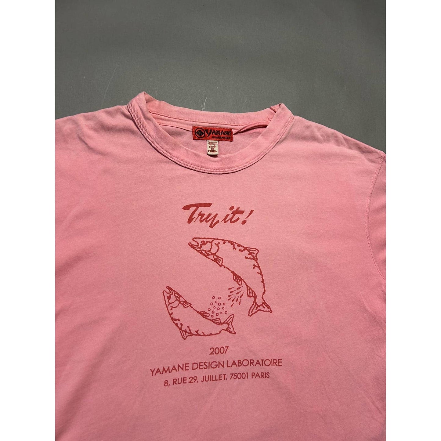 Evisu T-shirt pink big logo Try It Fish 2007 Yamane Paris