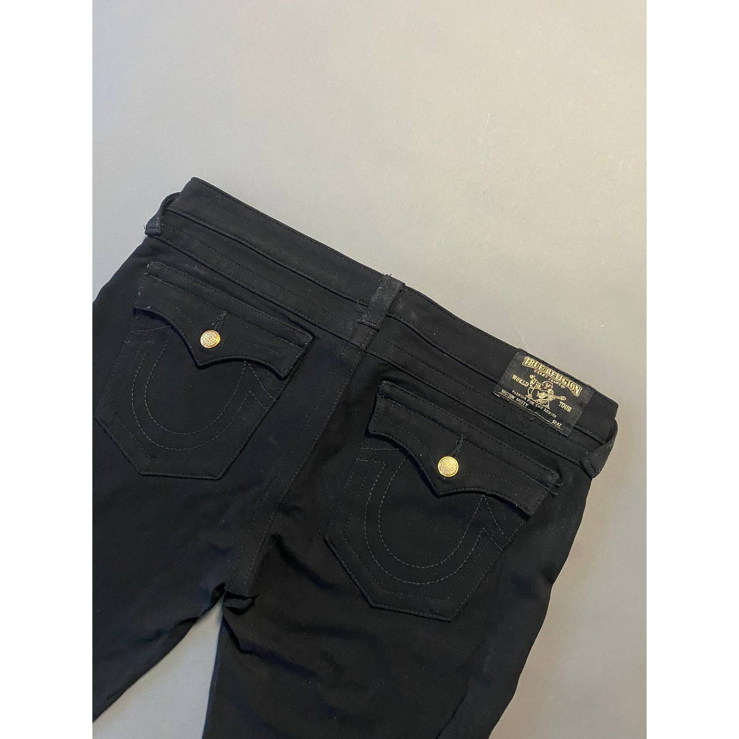 True Religion black gold pants Y2K stretchy slim