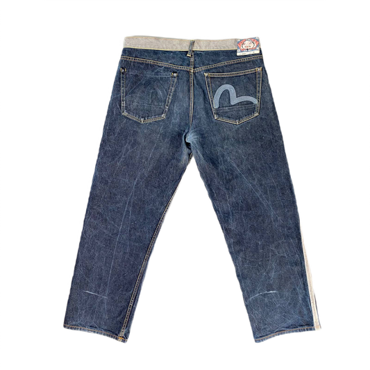 Evisu Japan vintage reversible selvedge jeans navy / grey