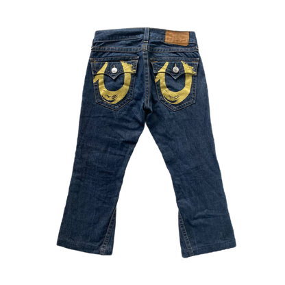 True Religion vintage navy jeans big painted logo horseshoe