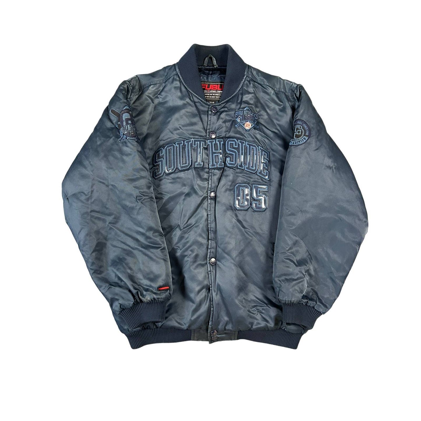 FuBu bomber jacket big logo vintage south side navy 05