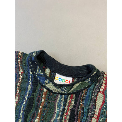 Coogi sweater vintage green cable knit multicolor