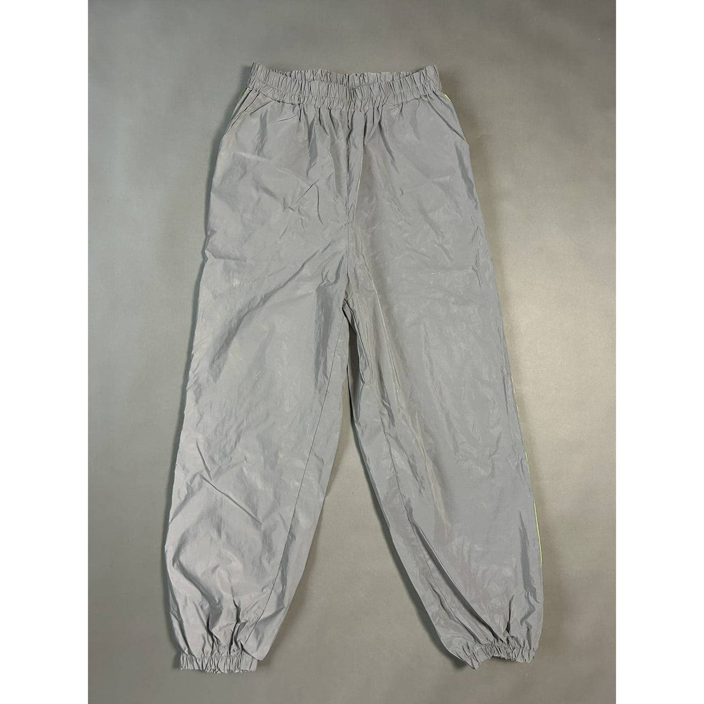 Reflective nylon track pants silver green