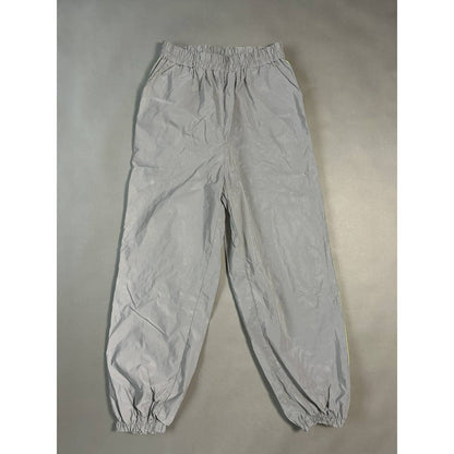 Reflective nylon track pants silver green