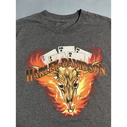 Harley Davidson vintage t-shirt big logo cards flames 2007