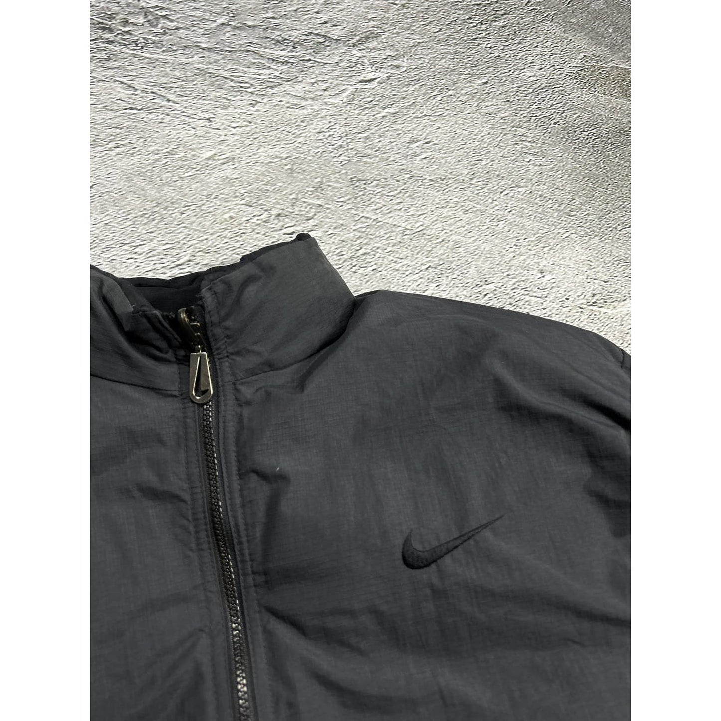 Nike black puffer jacket big logo reversible vintage 90s