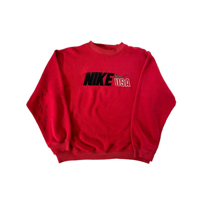 Nike USA red sweatshirt big logo swoosh 90s