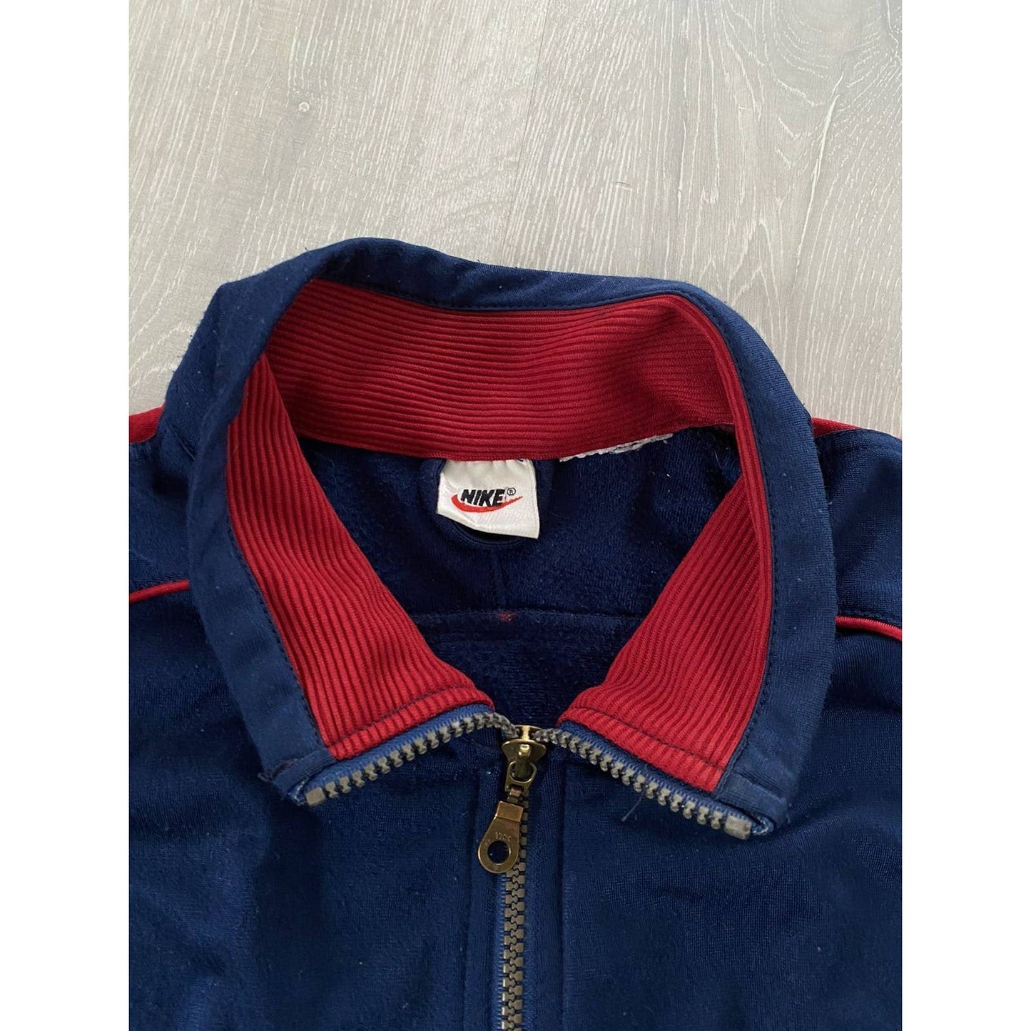 Nike zip sweatshirt track jacket navy red 90s vintage