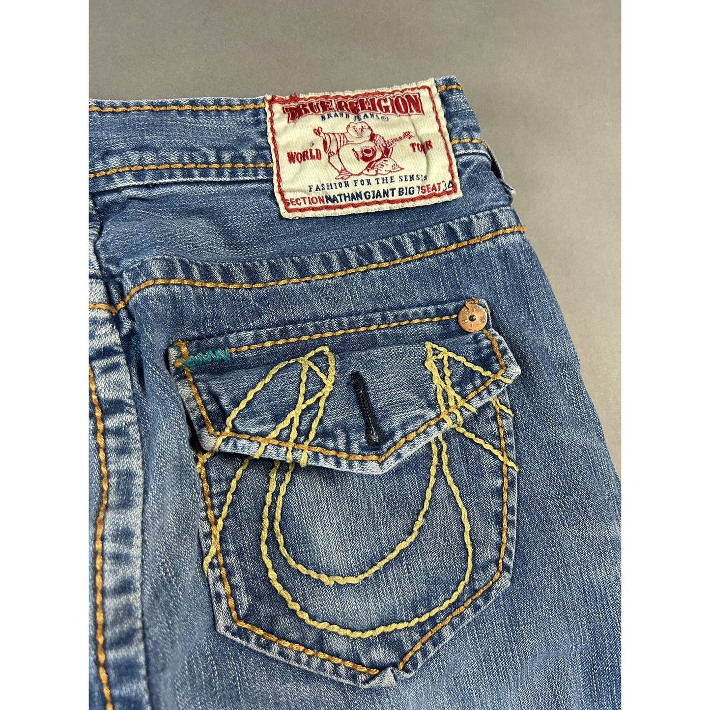 True Religion vintage navy jeans big logo horseshoe