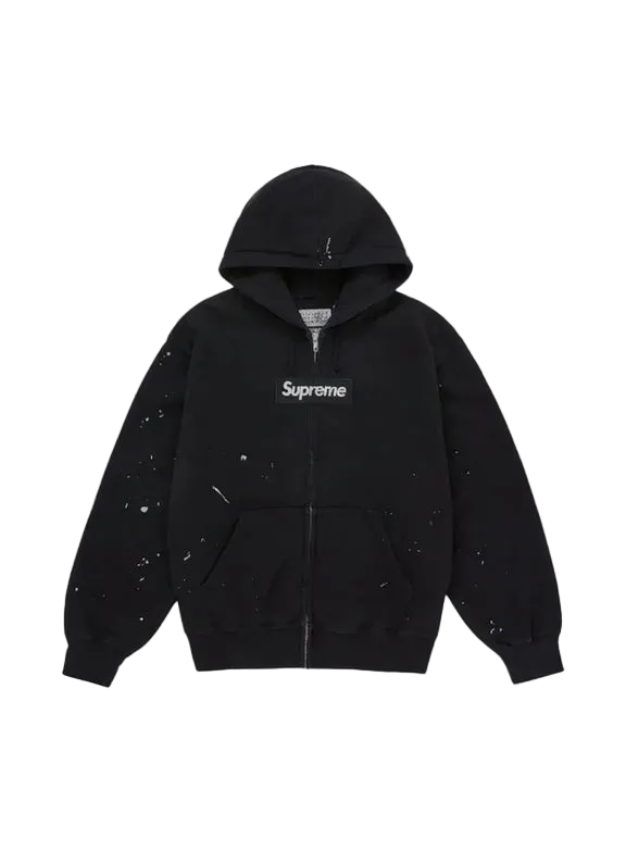 Supreme MM6 Maison Margiela Box Logo Zip Up Hooded Sweatshirt Black Bogo
