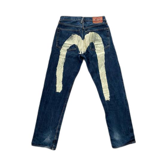 Evisu jeans daicock vintage selvedge navy white big logo