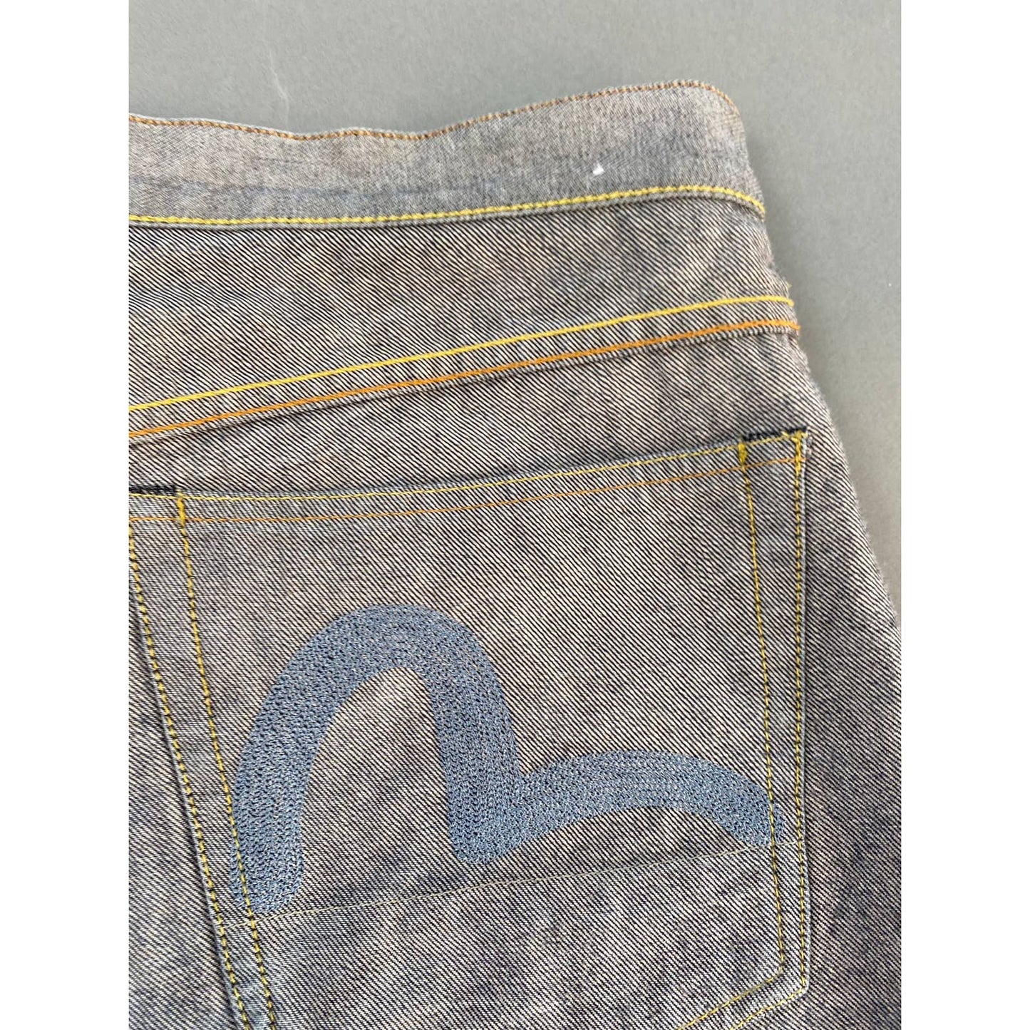 Evisu Japan vintage reversible selvedge jeans navy / grey