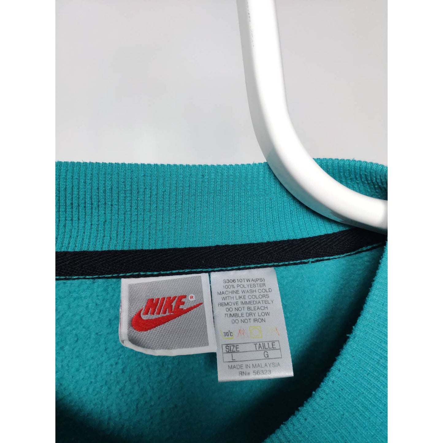 Nike FIT vintage vneck fleece sweatshirt green 80s 90s RARE