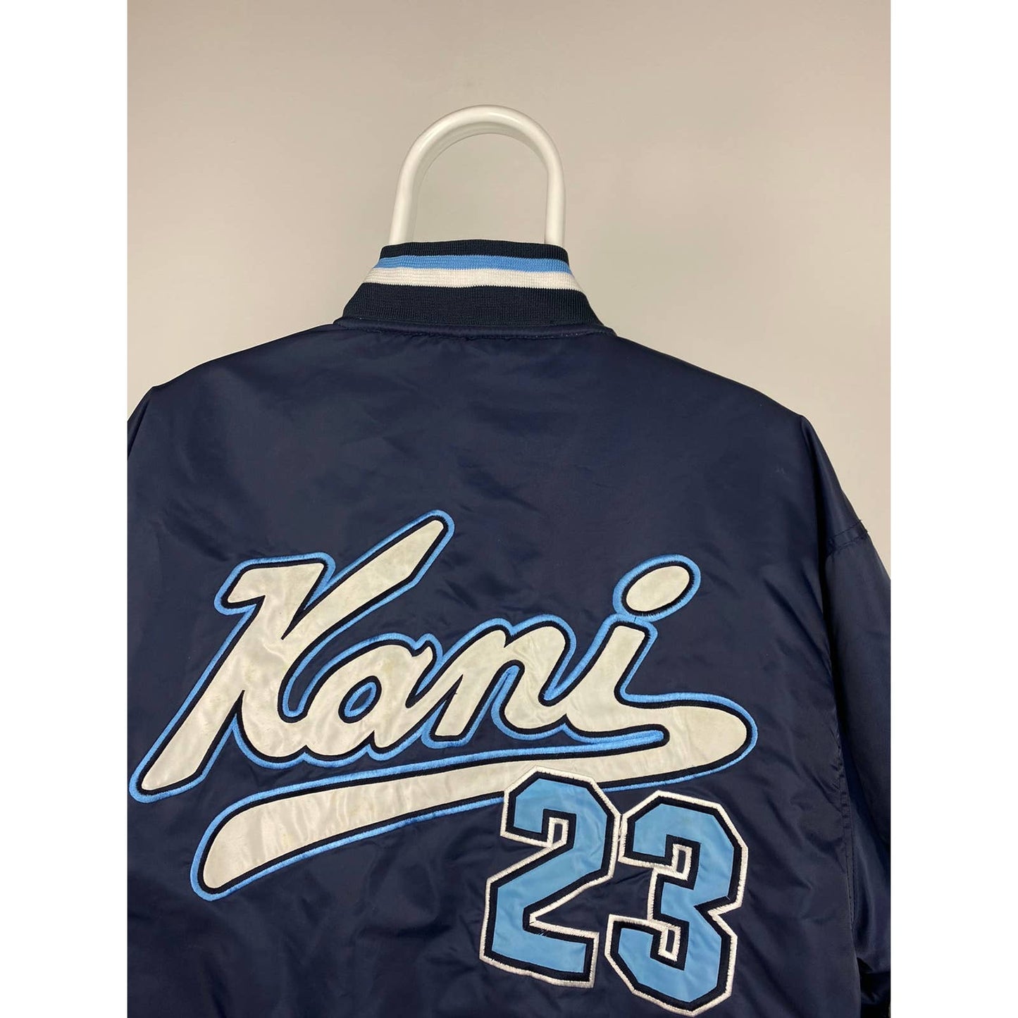 Karl Kani 23 Brooklyn vintage navy bomber jacket big logo