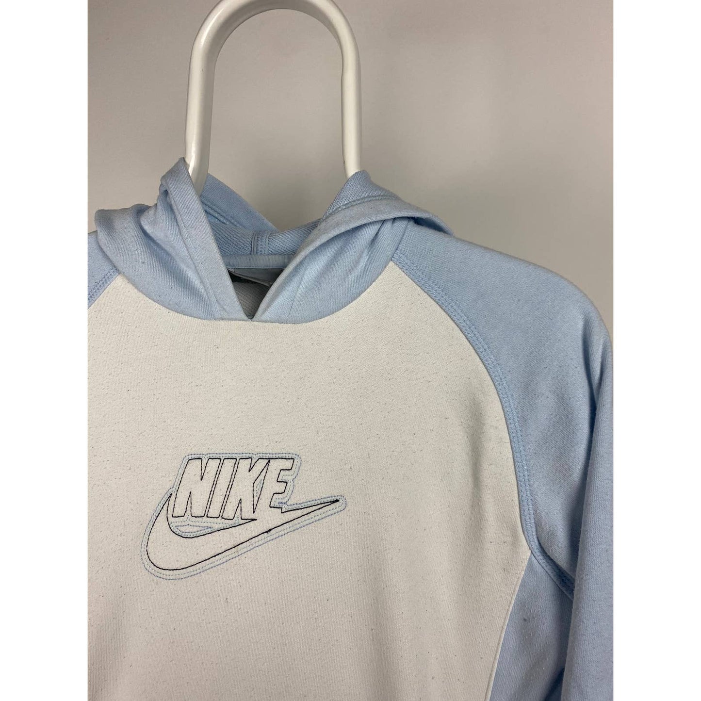 Nike vintage hoodie baby blue / white big central logo 2000s