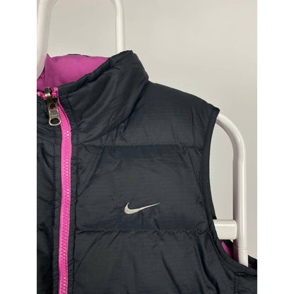 Nike vintage black pink reversible puffer vest small swoosh