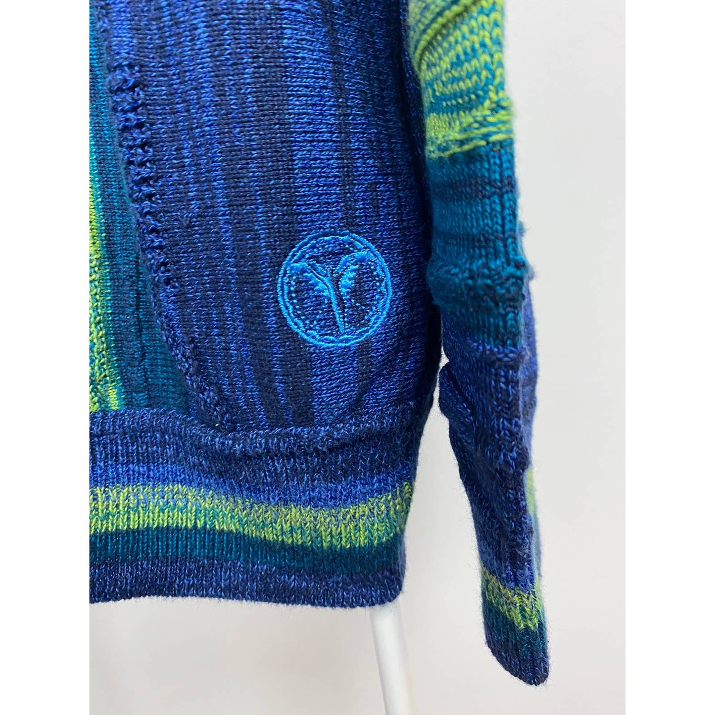 Carlo Colucci vintage blue sweater cable knit Coogi style