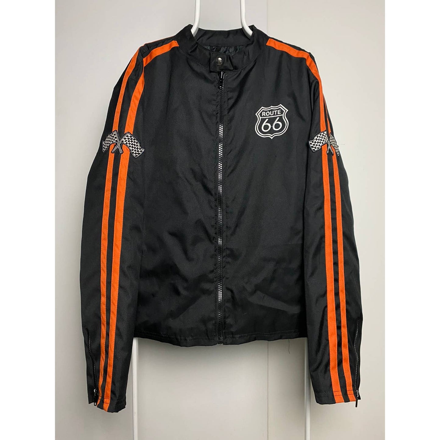 Route 66 vintage black orange Racing jacket big logo