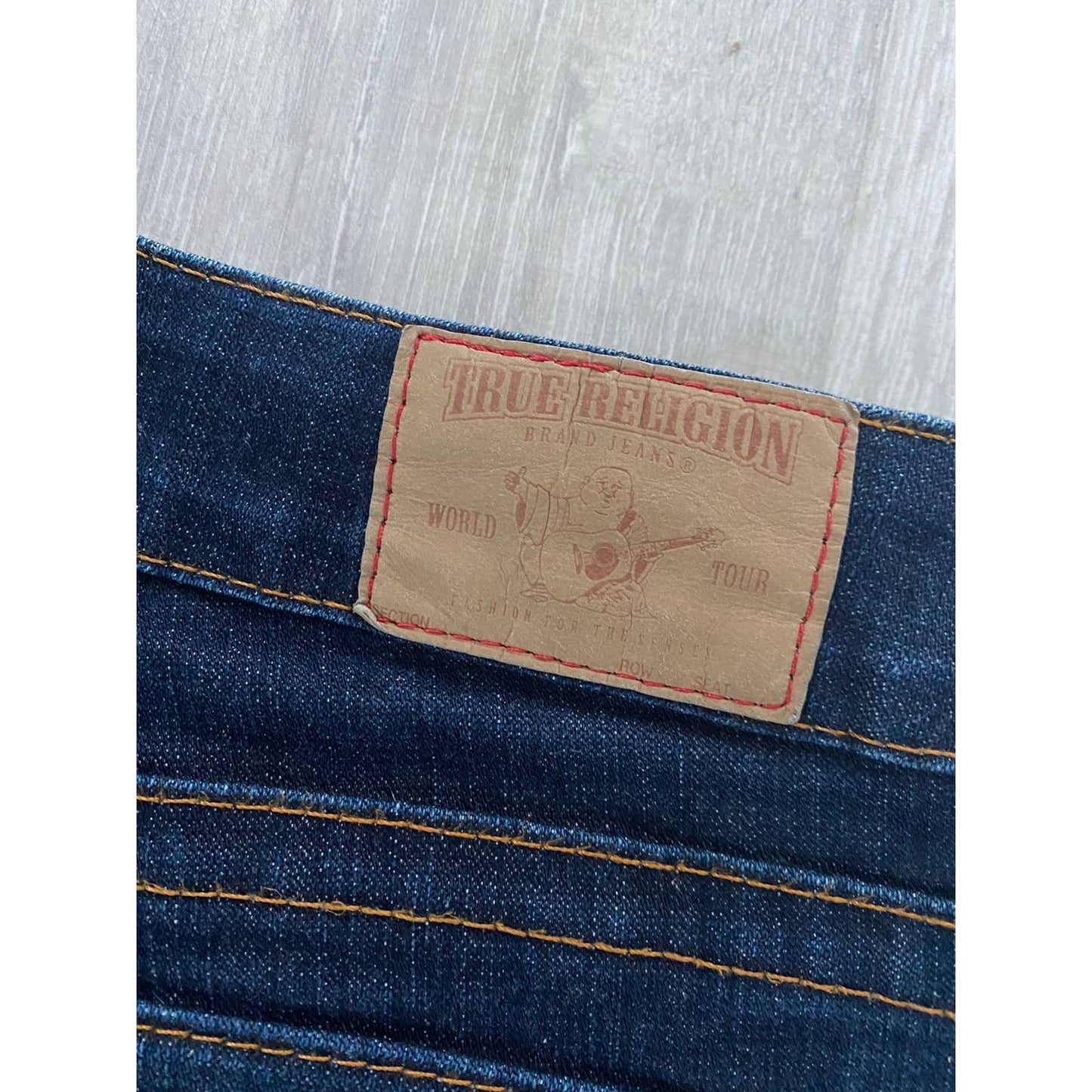 True Religion vintage navy jeans big painted logo Y2K