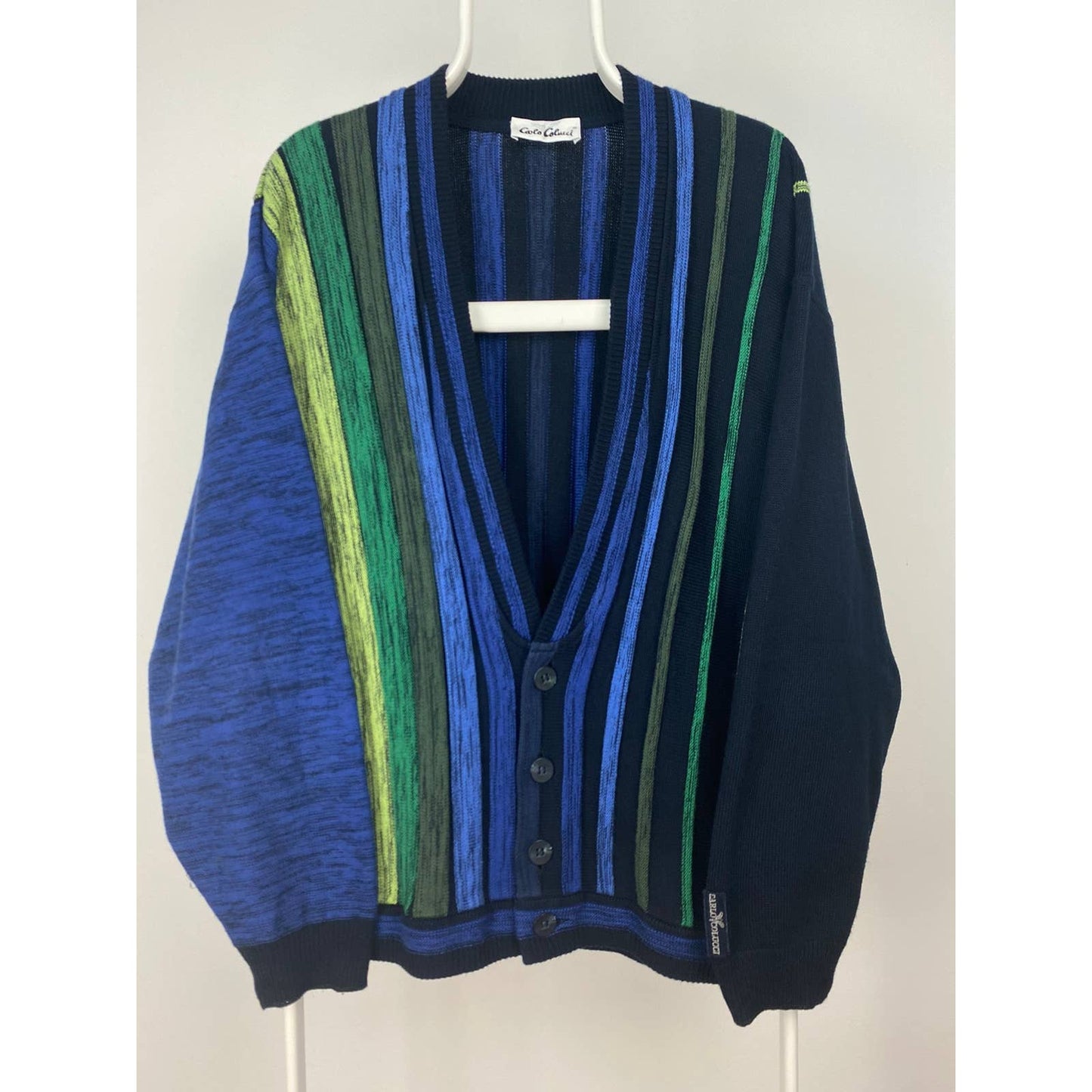 Carlo Colucci sweater vintage cardigan blue Coogi style