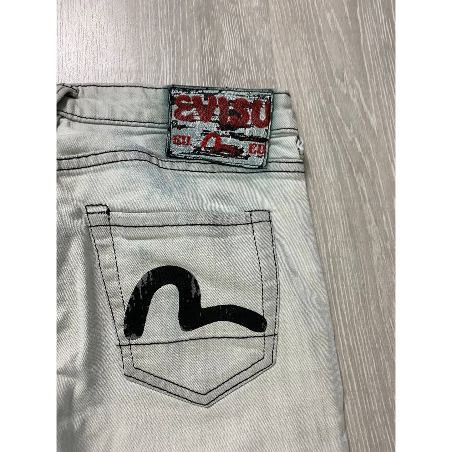 Evisu EU ED vintage grey jeans black seagulls Japan