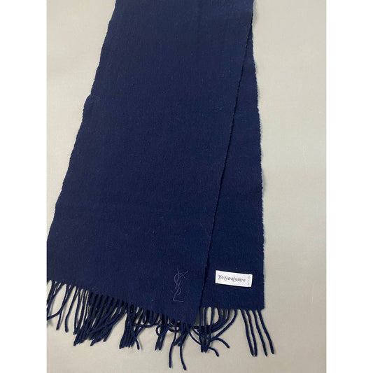 90s Yves Saint Laurent vintage YSL navy woollen scarf