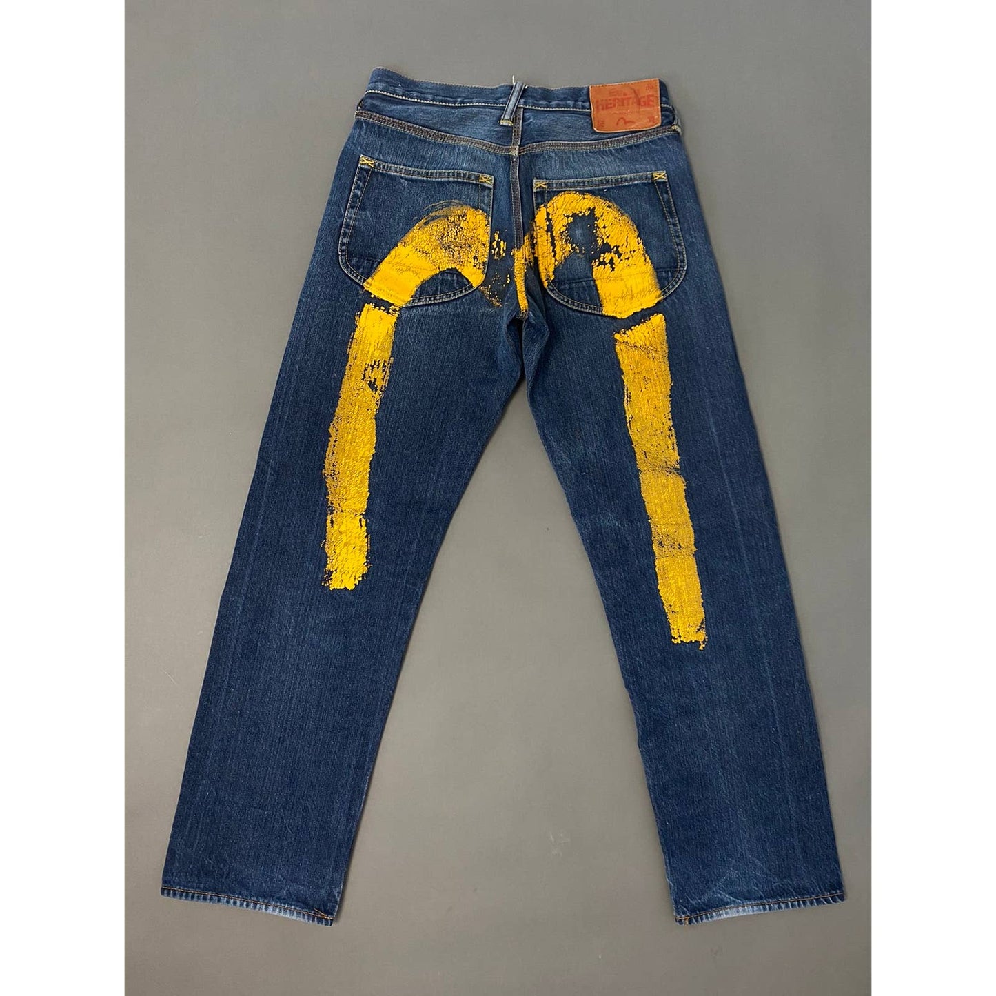 Evisu Japan vintage selvedge blue jeans yellow daicock