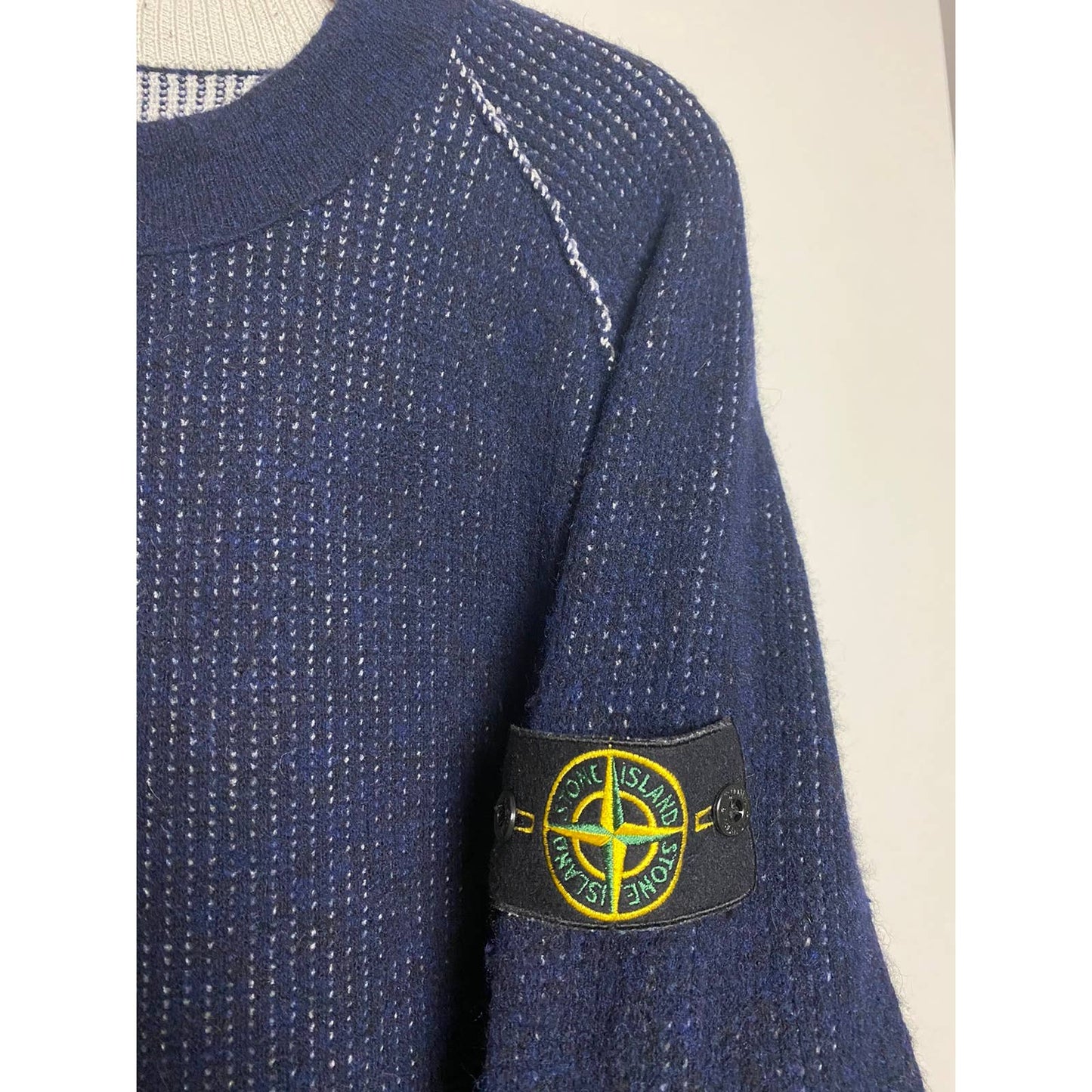 Stone Island reversible sweater grey navy with badge