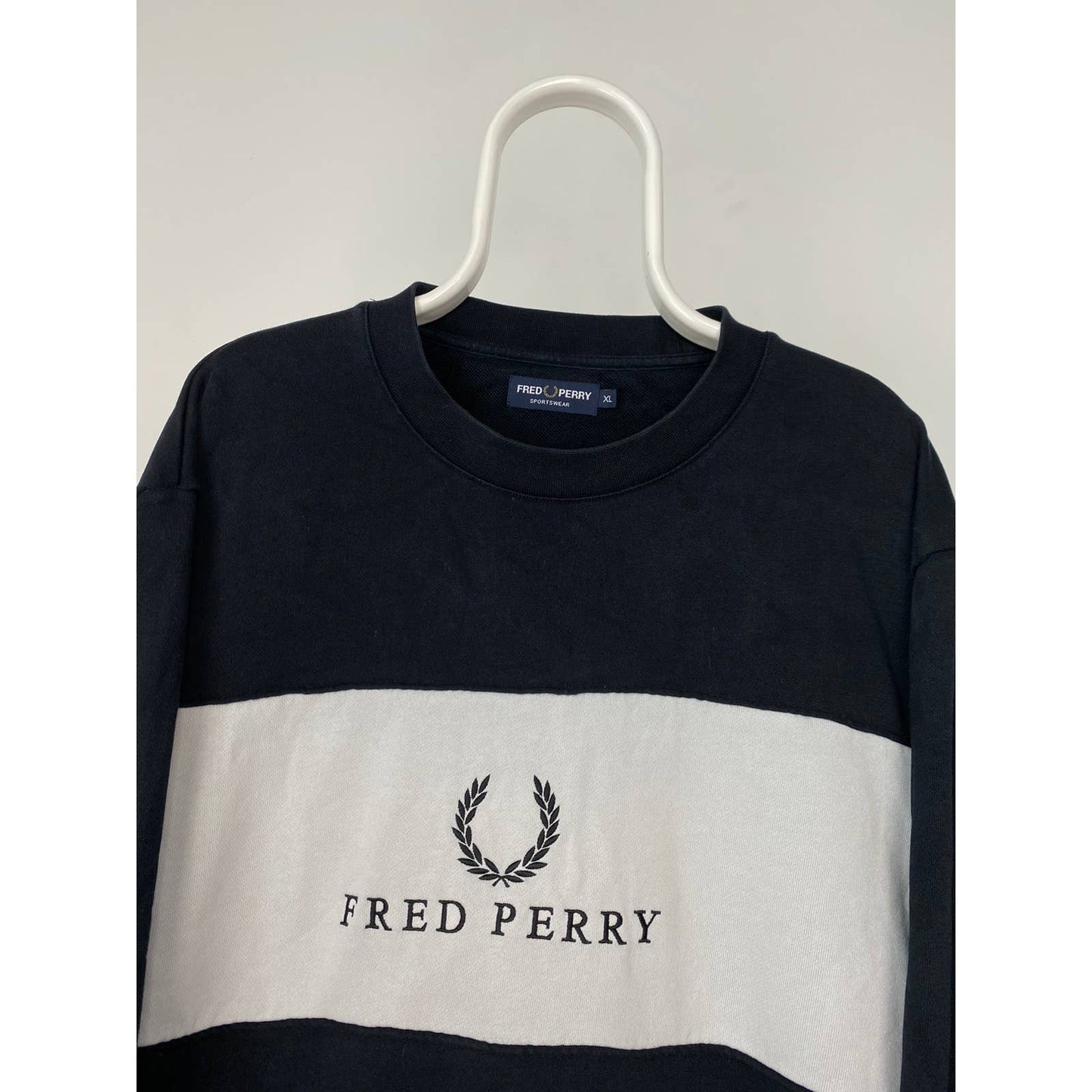 Fred Perry vintage black sweatshirt big logo spell out Y2K