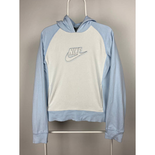 Nike vintage hoodie baby blue / white big central logo 2000s