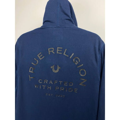 True Religion vintage navy zip hoodie big logo Y2K