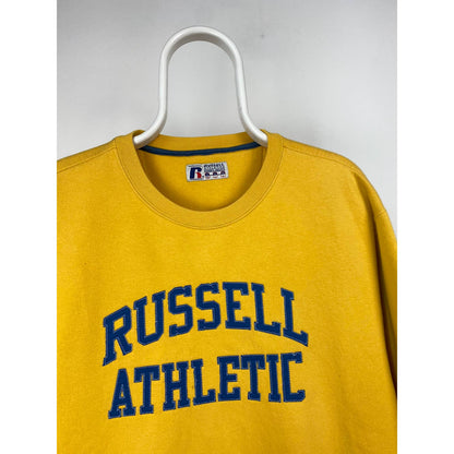 Russell Athletic vintage yellow sweatshirt big logo spellout