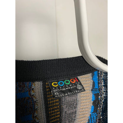 Coogi sweater vintage cardigan blue multicolor cable knit