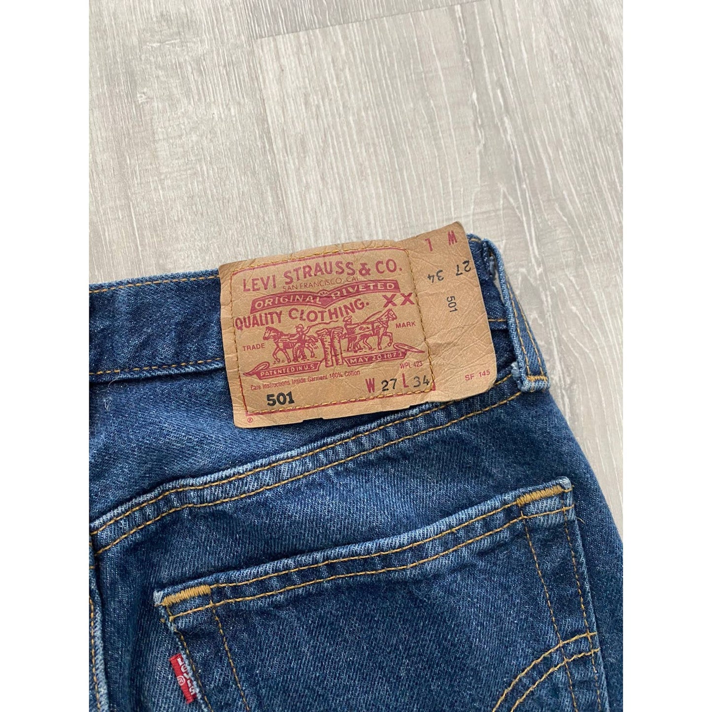 90s Levi’s 501 vintage blue jeans made in UK denim