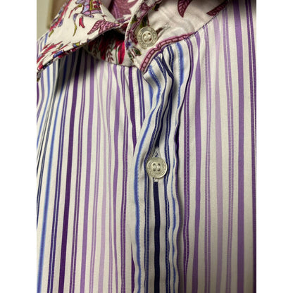 Etro shirt striped blue purple floral collar