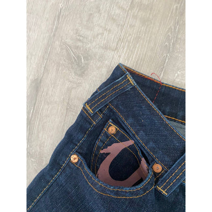 True Religion vintage navy jeans big painted logo Y2K