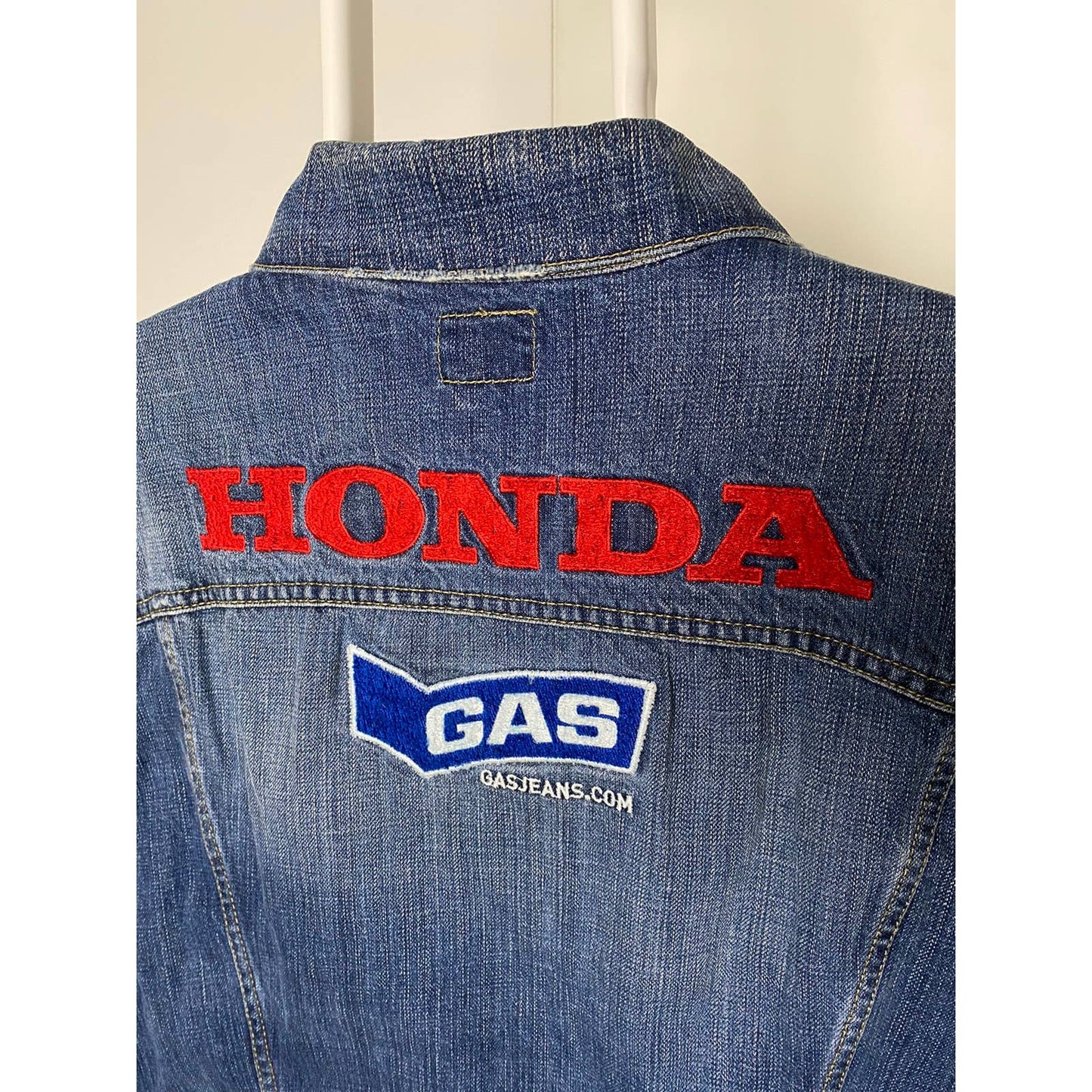 Honda vintage blue denim jacket racing Gas basic