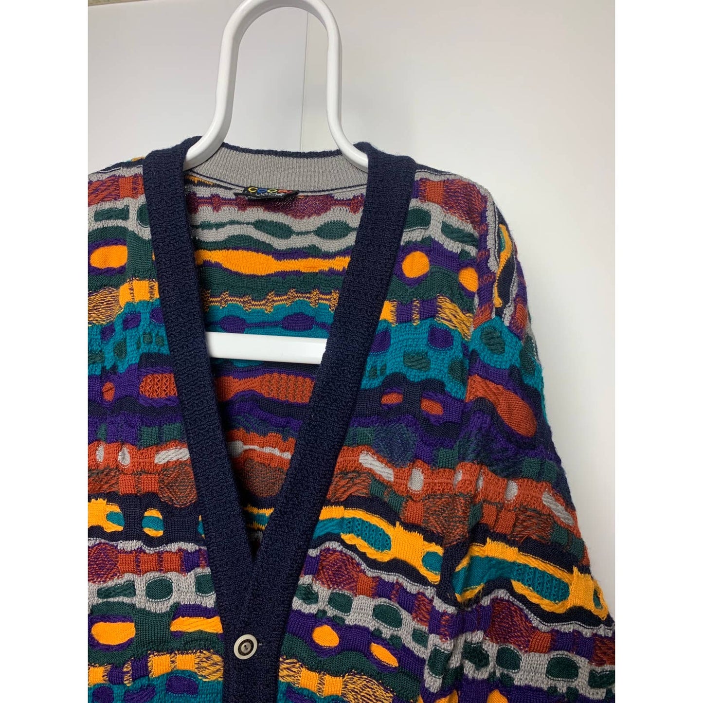 Coogi sweater vintage cardigan multicolor cable knit